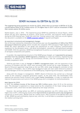 SENER Increases Its EBITDA by 22.5%