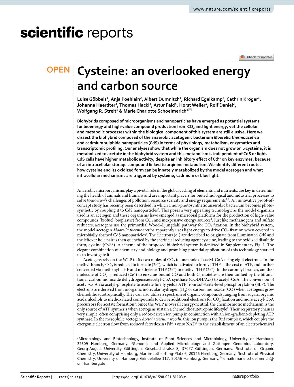 Cysteine: an Overlooked Energy and Carbon Source