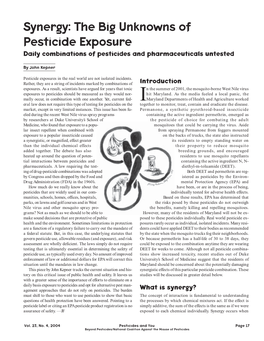 Synergy: the Big Unknowns of Pesticide Exposure Daily Combinations of Pesticides and Pharmaceuticals Untested