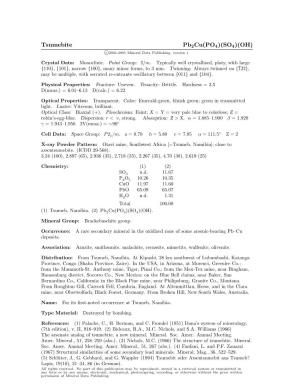 Tsumebite Pb2cu(PO4)(SO4)(OH) C 2001-2005 Mineral Data Publishing, Version 1