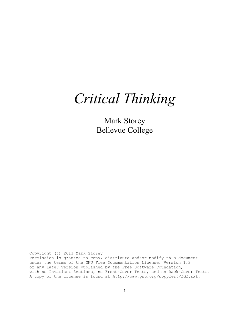 Critical Thinking