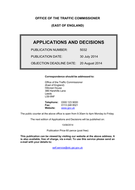 Applications and Decisions 30 July 2014