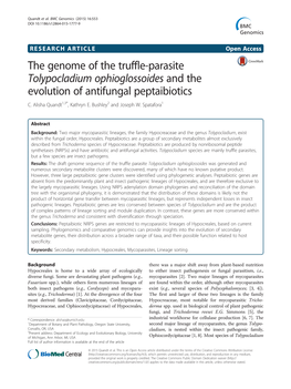 The Genome of the Truffle-Parasite Tolypocladium Ophioglossoides