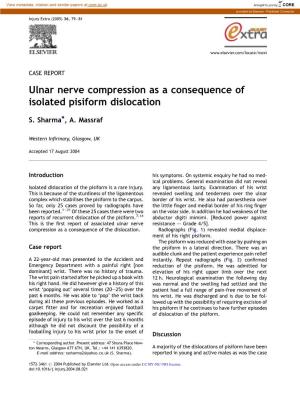 Ulnar Nerve Compression As a Consequence of Isolated Pisiform Dislocation