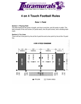 4 on 4 Touch Football Rules