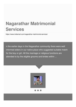 Nagarathar Matrimonial Services