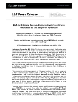 2020-09-25 L&T-Built Iconic Durgam Cheruvu Cable Stay Bridge