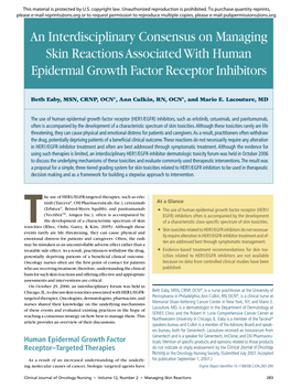 An Interdisciplinary Consensus on Managing Skin Reactions Associated with Human Epidermal Growth Factor Receptor Inhibitors