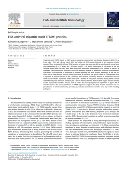 Fish Antiviral Tripartite Motif (TRIM) Proteins