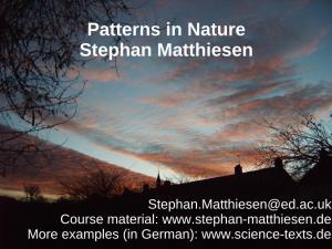 Patterns in Nature Stephan Matthiesen