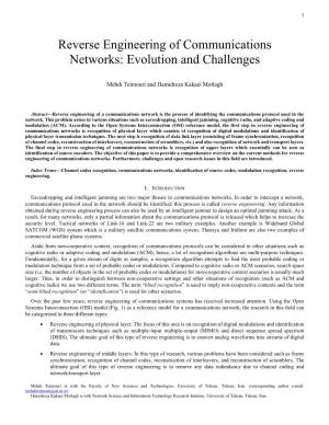 Reverse Engineering of Communications Networks: Evolution and Challenges