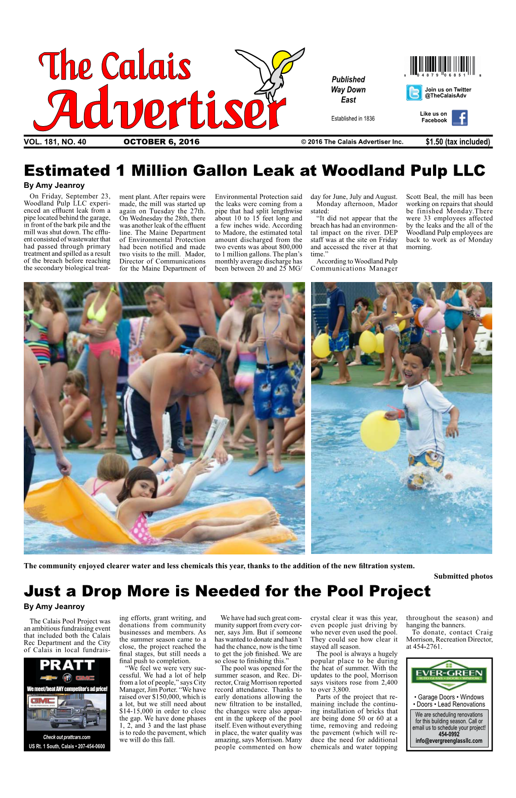 Estimated 1 Million Gallon Leak at Woodland Pulp LLC Just a Drop