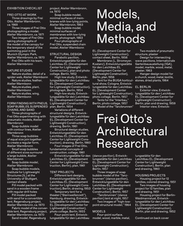 Models, Media, and Methods Frei Otto's Architectural Research