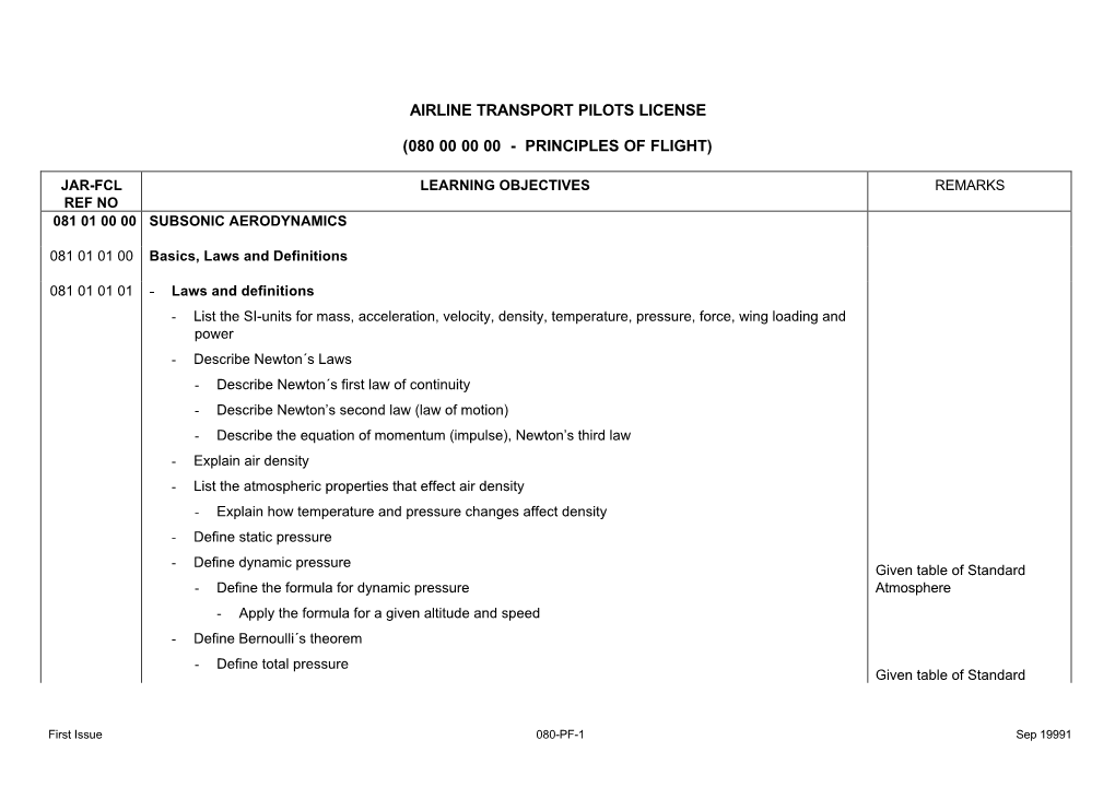 Airline Transport Pilots License (080 00 00 00