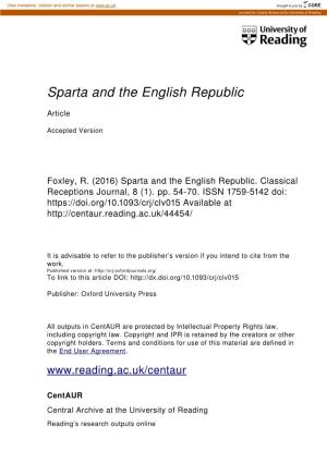 Sparta and the English Republic