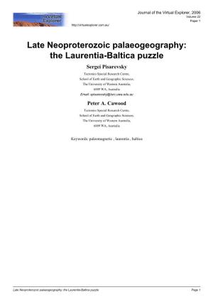 Late Neoproterozoic Palaeogeography: the Laurentia