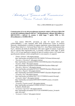 Autorità Per Le Garanzie Nelle Comunicazioni Direzione Contenuti Audiovisivi