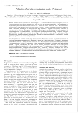 Pollination of Certain Leucadendron Species (Proteaceae)