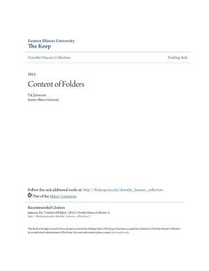 Content of Folders Pat Jameson Eastern Illinois University