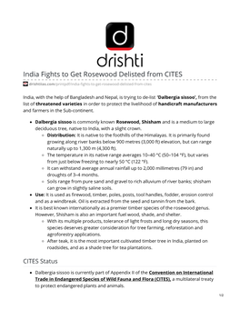 India Fights to Get Rosewood Delisted from CITES