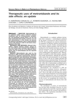 Therapeutic Uses of Metronidazole and Its Side Effects: an Update