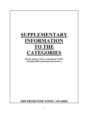 Supplementary Information to the Categories