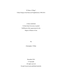 “It Takes a Village”: Urban Change in the Elmwood Neighborhood, 1990-2016