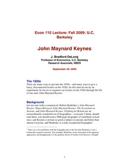 John Maynard Keynes Lecture