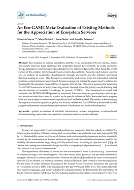 An Eco-GAME Meta-Evaluation of Existing Methods for the Appreciation of Ecosystem Services