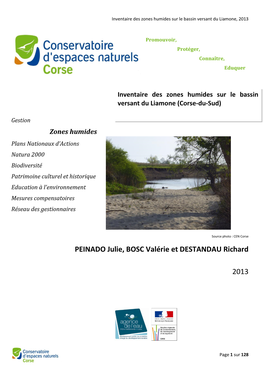 Inventaire Des Zones Humides Sur Le Bassin Versant Du Liamone, 2013
