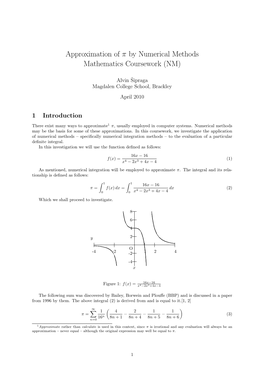 Approximation of Π by Numerical Methods Mathematics Coursework (NM)