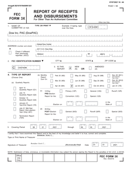 Fec Form 3X Report of Receipts and Disbursements