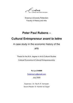 Peter Paul Rubens – Cultural Entrepreneur Avant La Lettre