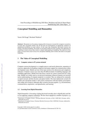 Conceptual Modelling and Humanities