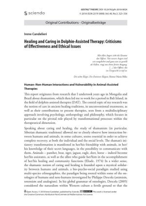 Healing and Caring in Dolphin-Assisted Therapy: Criticisms of Effectiveness and Ethical Issues