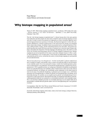 Why Biotope Mapping in Populated Are a S ?