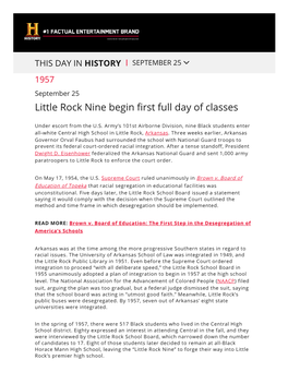 Little Rock Nine Begin Rst Full Day of Classes