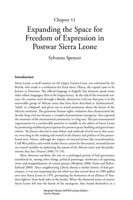 Expanding the Space for Freedom of Expression in Postwar Sierra Leone Sylvanus Spencer