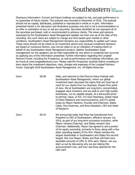 Disclosure Information: Current and Future Holdings Are Subject to Risk, and Past Performance Is No Guarantee of Future Results