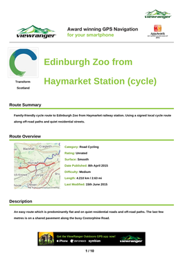 Edinburgh Zoo from Haymarket Station (Cycle)