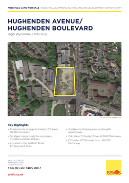 HUGHENDEN AVENUE/ HUGHENDEN BOULEVARD High Wycombe, HP13 5GG