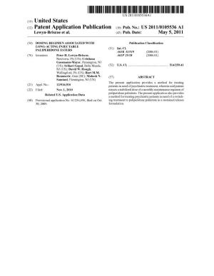 (12) Patent Application Publication (10) Pub. No.: US 2011/0105536A1 Lewyn-Briscoe Et Al