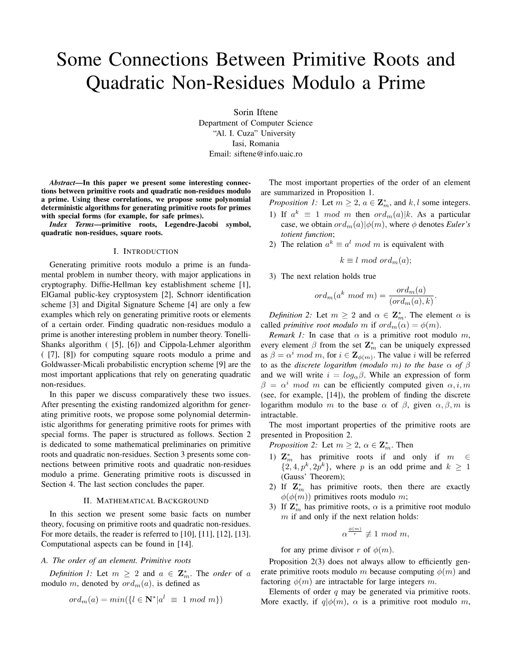 Some Connections Between Primitive Roots and Quadratic Non-Residues Modulo a Prime