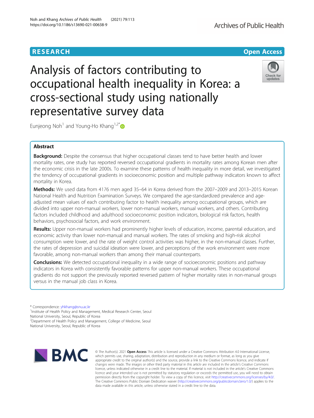 Analysis of Factors Contributing to Occupational Health Inequality In