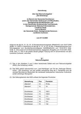 Verordnung Über Das Naturschutzgebiet „Die Scheidung“