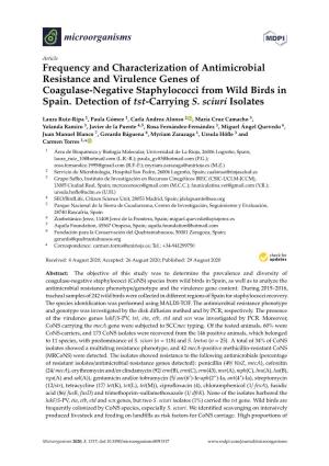 Frequency and Characterization of Antimicrobial Resistance and Virulence Genes of Coagulase-Negative Staphylococci from Wild Birds in Spain