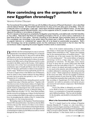 How Convincing Are the Arguments for a New Egyptian Chronology? Veronica Kristine Olaussen