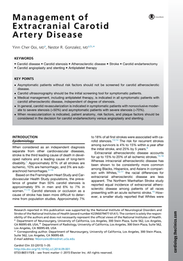 Management of Extracranial Carotid Artery Disease