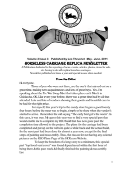 Horseless Carriage Replica Newsletter