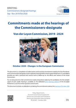 Commitments Made at the Hearings of the Commissioners-Designate